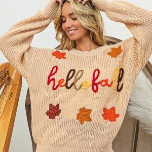 Hello Fall Maple Leaf Sweater